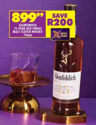 GLENFIDDICH 15-YEAR-OLD SINGLE MALT SCOTCH WHISKY 750ml