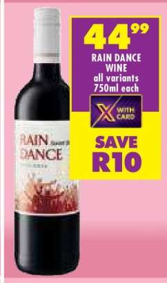 RAIN DANCE WINE all variants 750ml each