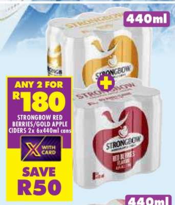 STRONGBOW RED BERRIES/GOLD APPLE CIDERS 2x 6x440ml cans