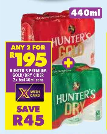 HUNTER'S PREMIUM GOLD/DRY CIDER 2x 6x440ml cans