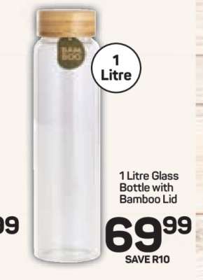 1 Litre Glass Bottle with Bamboo Lid