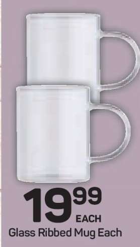 Glass Ribbed Mug Each