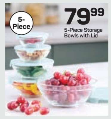 5-Piece Storage Bowls with Lid