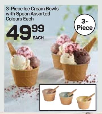 3-Piece Ice Cream Bowls with Spoon