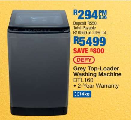 DEFY Grey Top-Loader Washing Machine