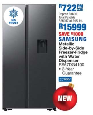 Samsung Metallic Side-by-Side Freezer-Fridge with Water Dispenser