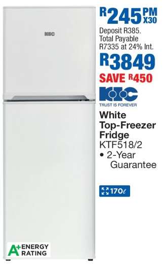 White Top-Freezer Fridge KTF518/2
