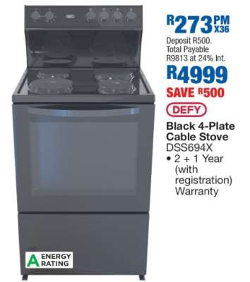 Black 4-Plate Cable Stove DSS694X