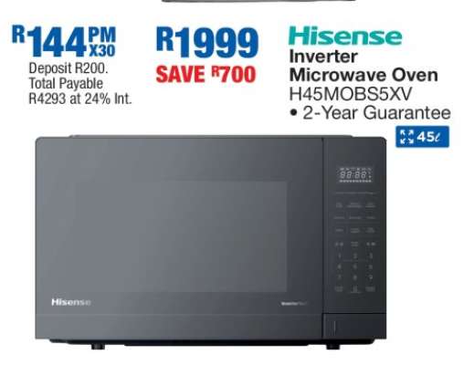 Hisense Inverter Microwave Oven H45MOBS5XV