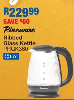 Pineware Ribbed Glass Kettle PRGK360