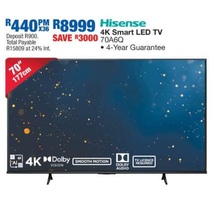 Hisense 4K Smart LED TV 70A6Q