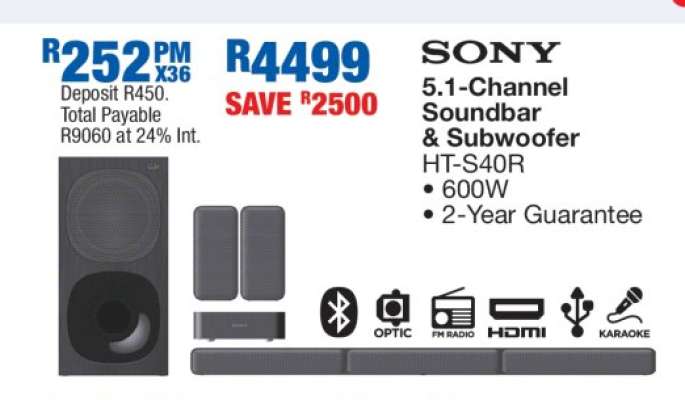Sony 5.1-Channel Soundbar & Subwoofer HT-S40R