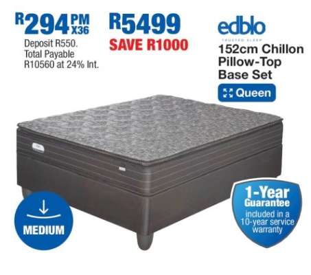 152cm Chillon Pillow-Top Base Set