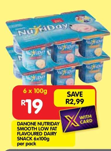 DANONE NUTRIDAY SMOOTH LOW FAT FLAVOURED DAIRY SNACK 6x100g per pack
