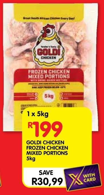 GOLDI CHICKEN FROZEN CHICKEN MIXED PORTIONS 5kg