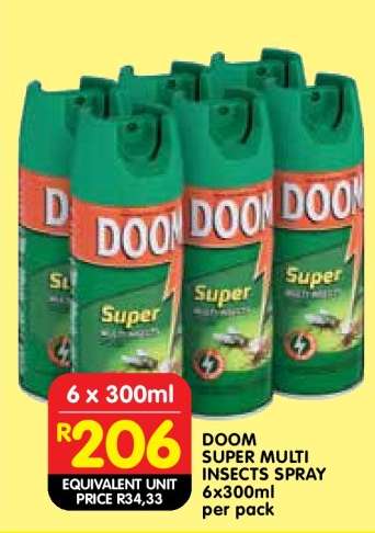 DOOM SUPER MULTI INSECTS SPRAY 6x300ml per pack