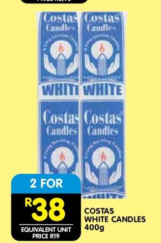 COSTAS WHITE CANDLES 400g