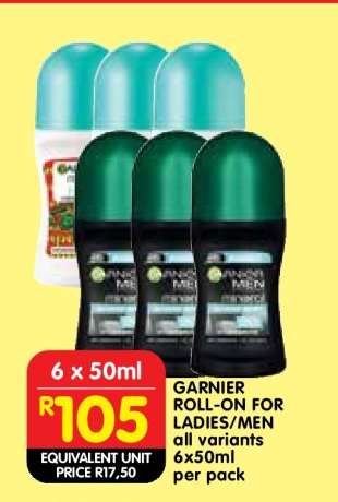GARNIER ROLL-ON FOR LADIES/MEN