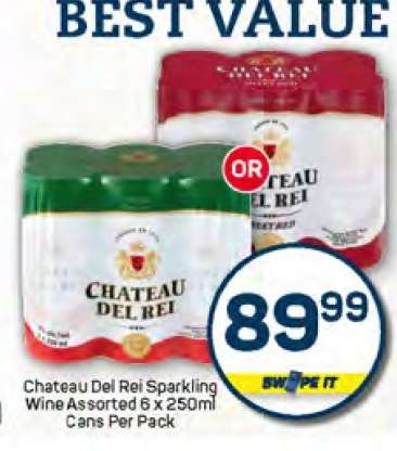 Chateau Del Rei Sparkling Wine Assorted 6 x 250ml Cans Per Pack