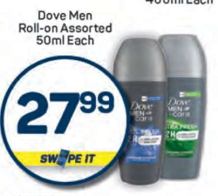 Dove Men Roll On Assorted 50ml Each