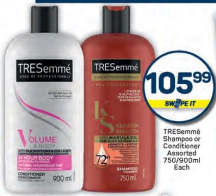 TRESemmé Shampoo or Conditioner Assorted 750/900ml Each