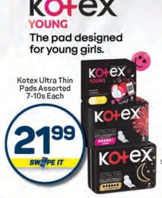 Kotex Ultra Thin Pads Assorted 7-10s Each