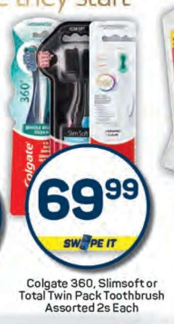 Colgate 360, Slimsoft or Total Twin Pack Toothbrush Assorted 2s Each