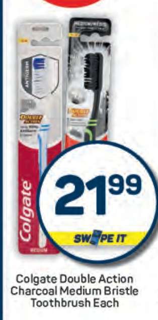 Colgate Double Action Charcoal Medium Bristle Toothbrush Each