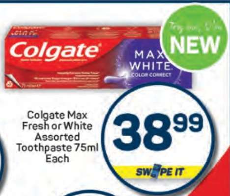 Colgate Max Fresh or White Assorted Toothpaste 75ml Each