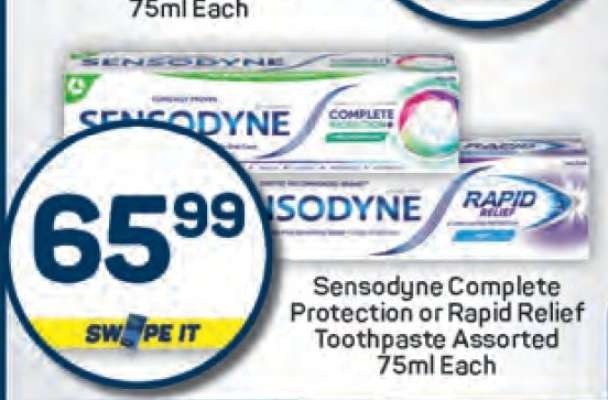 Sensodyne Complete Protection or Rapid Relief Toothpaste Assorted 75ml Each