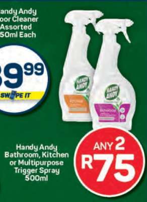 Handy Andy Bathroom, Kitchen or Multipurpose Trigger Spray 500ml