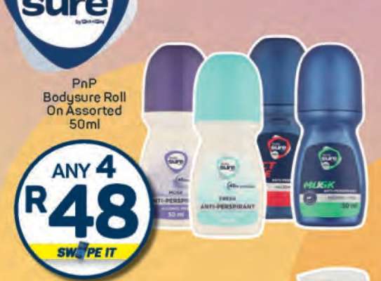 PnP Bodysure Roll-On Assorted 50ml
