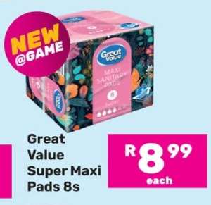 Great Value Super Maxi Pads 8s
