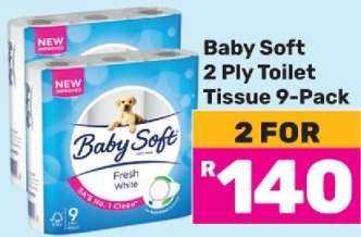 Baby Soft 2 Ply Toilet Tissue 9-Pack