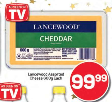 Lancewood Assorted Cheese 600g Each