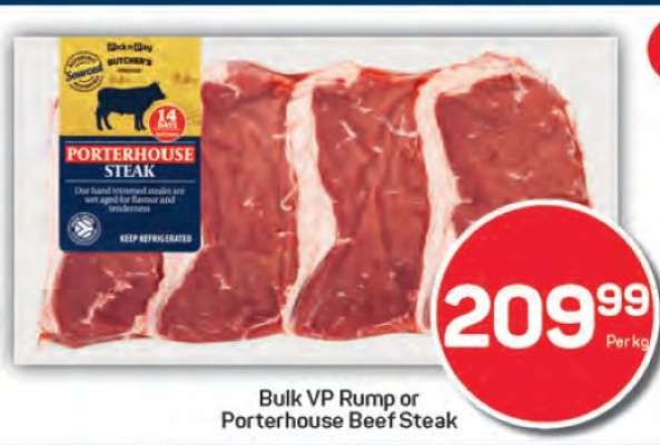 Bulk VP Rump or Porterhouse Beef Steak