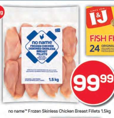 no name™ Frozen Skinless Chicken Breast Fillets 1.5kg