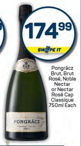 Pongrácz Brut, Brut Rosé, Noble Nectar or Nectar Rosé Cap Classique
