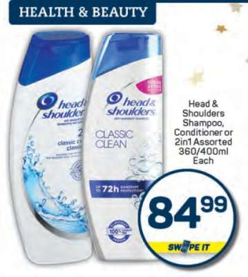 Head & Shoulders Shampoo, Conditioner or 2in1
