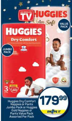 Huggies Dry Comfort Nappies or Pants