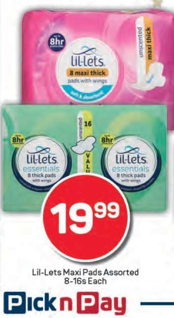Lil-Lets Maxi Pads Assorted