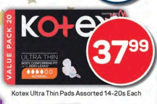 Kotex Ultra Thin Pads Assorted 14-20s Each