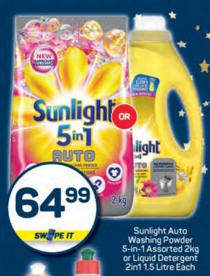 Sunlight Auto Washing Powder or Liquid Detergent