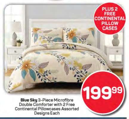 Blue Sky 3-Piece Microfibre Double Comforter