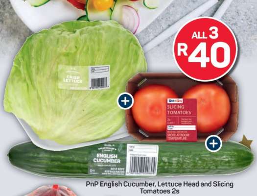PnP English Cucumber, Lettuce Head and Slicing Tomatoes 2s