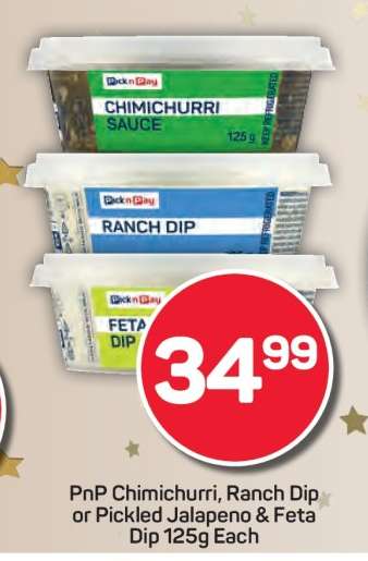 PnP Chimichurri, Ranch Dip or Pickled Jalapeno & Feta Dip 125g Each