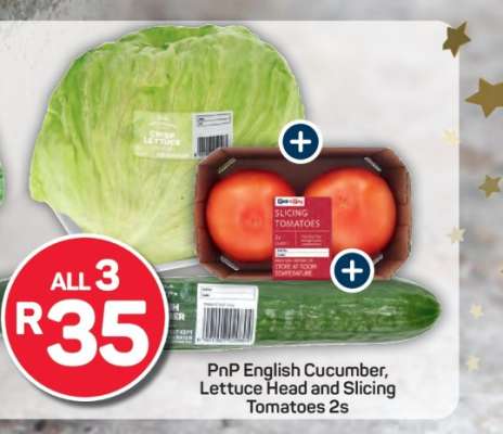 PnP English Cucumber, Lettuce Head and Slicing Tomatoes 2s