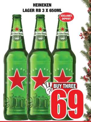 HEINEKEN LAGER RB 3 X 650ML