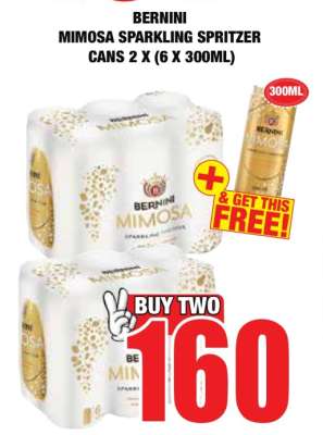 BERNINI MIMOSA SPARKLING SPRITZER CANS 2 X (6 X 300ML)