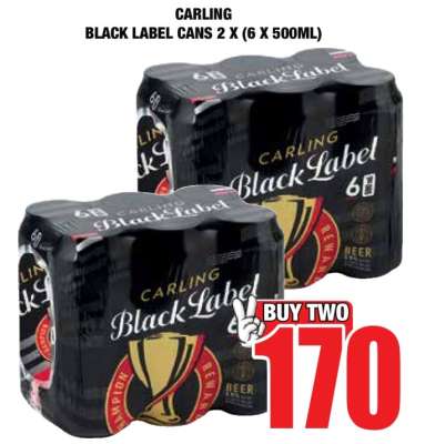 CARLING BLACK LABEL CANS 2 X (6 X 500ML)